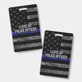 Ik hou van mijn politieagent Thin Blue Line versle Badge (Voor- en achterkant)