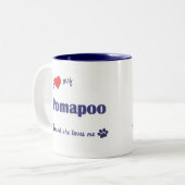 Ik hou van mijn Pomapoo (Vrouw Dog) Tweekleurige Koffiemok (Voorkant links)
