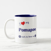 Ik hou van mijn Pomapoo (Vrouw Dog) Tweekleurige Koffiemok (Links)