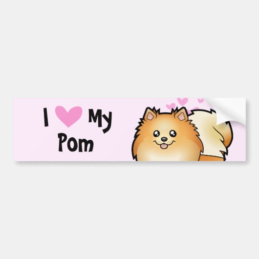 Ik hou van mijn Pomeranian Bumpersticker (Voorkant)