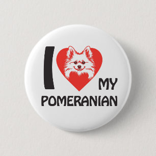 Ik hou van mijn Pomeranian - Schattige donzig Hond Ronde Button 5,7 Cm