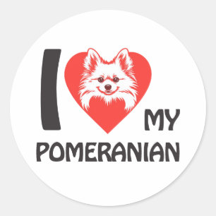 Ik hou van mijn Pomeranian - Schattige donzig Hond Ronde Sticker