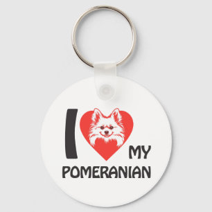 Ik hou van mijn Pomeranian - Schattige donzig Hond Sleutelhanger