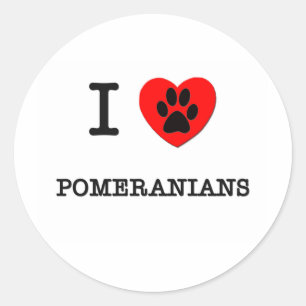 IK HOU VAN MIJN POMERANIANEN RONDE STICKER