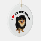 Ik hou van mijn Pommeraanse Cute Pommomeranian Pup Keramisch Ornament (Rechts)