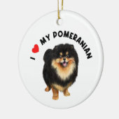 Ik hou van mijn Pommeraanse Cute Pommomeranian Pup Keramisch Ornament (Links)