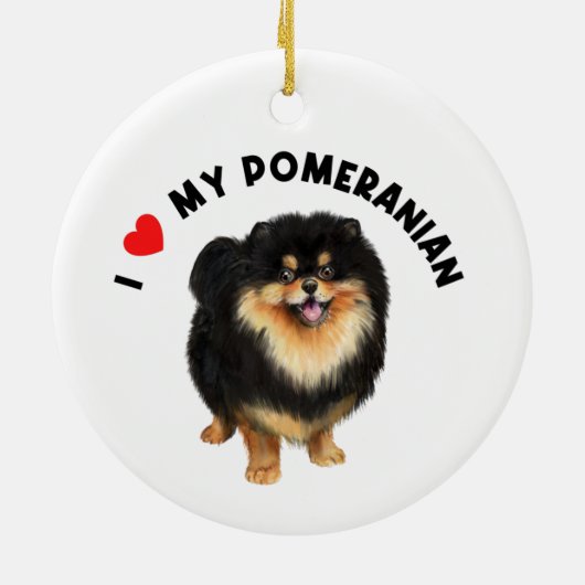 Ik hou van mijn Pommeraanse Cute Pommomeranian Pup Keramisch Ornament (Achterkant)