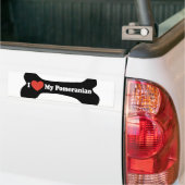 Ik hou van mijn pommeren - Dog Bone Bumpersticker (Op Truck)