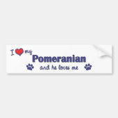 Ik hou van mijn pommern (Mannelijke hond) Bumpersticker (Voorkant)