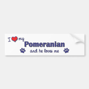 Ik hou van mijn pommern (Mannelijke hond) Bumpersticker