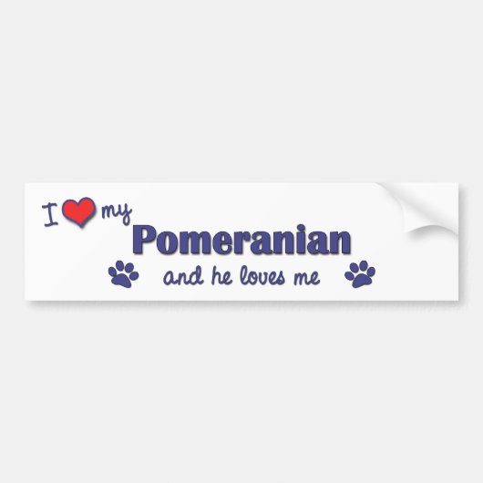 Ik hou van mijn pommern (Mannelijke hond) Bumpersticker (Voorkant)