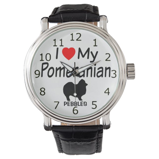 Ik hou van mijn Pommerse hondenhorloge Horloge (Voorkant)