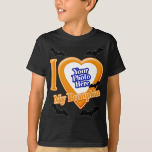 Ik hou van mijn pompoen met je foto met vleermuize t-shirt