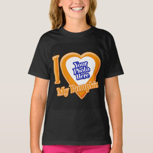 Ik hou van mijn pompoen met je foto T-shirt