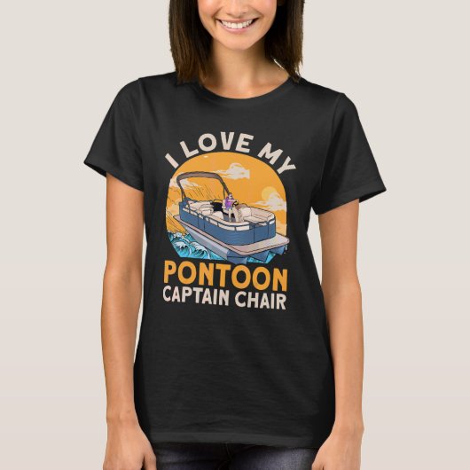 Ik hou van mijn ponton kapitein stoel boot t-shirt (Voorkant)