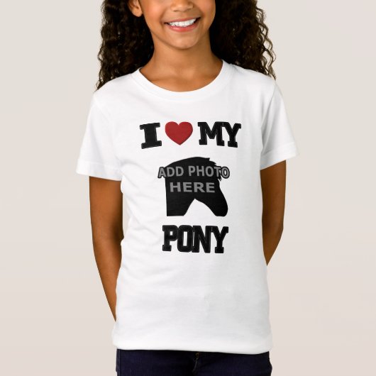 IK HOU VAN MIJN PONY T-SHIRT - VOEG JE EIGEN FOTO (Voorkant)