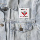 Ik hou van mijn Poolse Busia Vierkante Button 5,1 Cm (In situ)