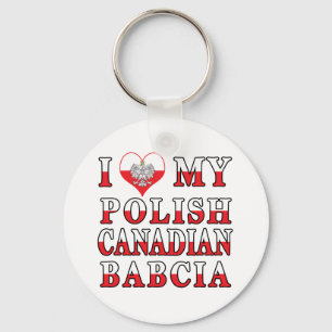 Ik hou van mijn Poolse Canadese Babcia vlag Sleutelhanger
