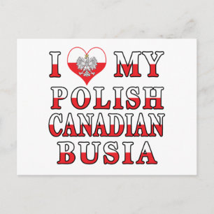 Ik hou van mijn Poolse Canadese busia vlag Briefkaart
