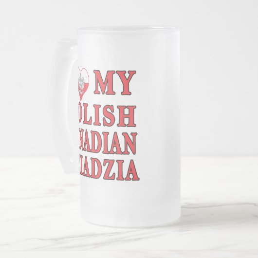 Ik hou van mijn Poolse Canadese Dziadzia Matglas Bierpul (Voorkant links)