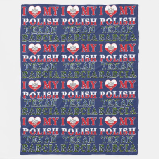 Ik hou van mijn Poolse Texan Babcia Fleece Deken (Voorkant)
