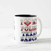 Ik hou van mijn Poolse Texan Babcia Tweekleurige Koffiemok (Voorkant rechts)