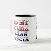 Ik hou van mijn Poolse Texan Babcia Tweekleurige Koffiemok (Voorkant links)
