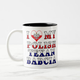 Ik hou van mijn Poolse Texan Babcia Tweekleurige Koffiemok