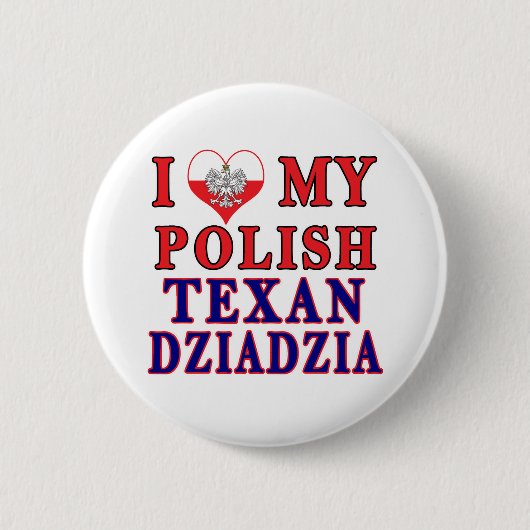 Ik hou van mijn Poolse Texan Dziadzia Ronde Button 5,7 Cm (Voorkant)