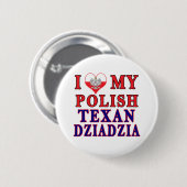 Ik hou van mijn Poolse Texan Dziadzia Ronde Button 5,7 Cm (Voorkant /achterkant)