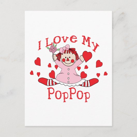 Ik hou van Mijn popPop Rag Doll & Hearts Briefkaart (Voorkant)