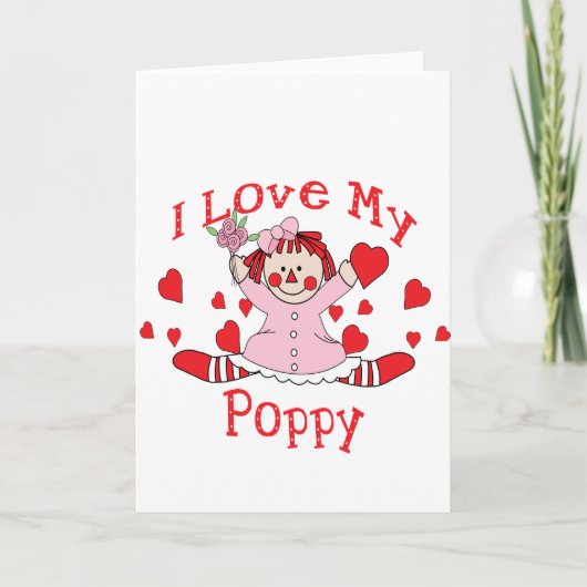 Ik hou van mijn Poppy Rag Doll & Hearts Kaart (Voorkant)