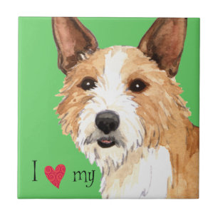 Ik hou van mijn Portugese Podengo Pequeno Tegeltje