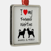 Ik hou van mijn Portugese waterhonden Metalen Ornament (Rechts)