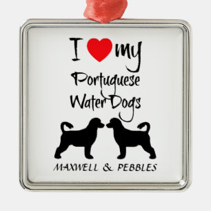 Ik hou van mijn Portugese waterhonden Metalen Ornament
