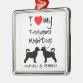 Ik hou van mijn Portugese waterhonden Metalen Ornament (Links)