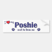 Ik hou van mijn poshie (mannelijke hond) bumpersticker (Voorkant)