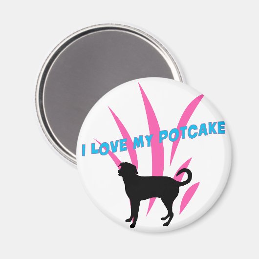 Ik hou van mijn Potcake koelkast magneet (Voorkant / Achterkant)