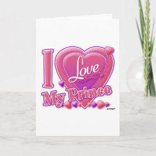 Ik hou van mijn prins roze/paars - hart feestdagen kaart