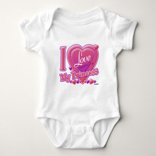 Ik hou van mijn prinses roze/paars - hart romper (Voorkant)