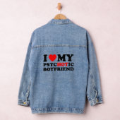 Ik hou van mijn psycHOTic Boyfriend Funny Valentij Denim Jacket (Hangar)