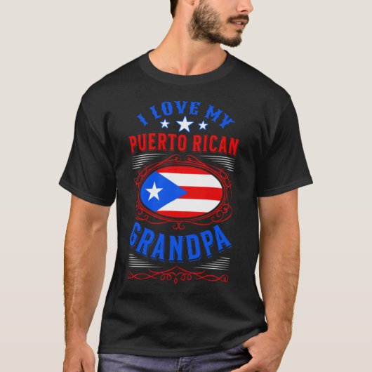 Ik hou van mijn Puerto Ricaanse opa T-shirt (Voorkant)