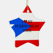 Ik hou van mijn Puerto Ricaanse vrouw, Vlag van Pu Keramisch Ornament (Rechts)