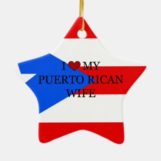 Ik hou van mijn Puerto Ricaanse vrouw, Vlag van Pu Keramisch Ornament (Achterkant)