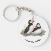 Ik hou van mijn Puffin Fun Quote Puffin Bird Art Sleutelhanger (Voorkant)