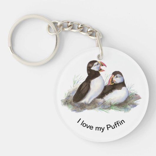 Ik hou van mijn Puffin Fun Quote Puffin Bird Art Sleutelhanger (Voorkant)
