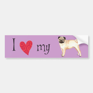 Ik hou van mijn pug bumpersticker