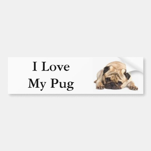 Ik hou van mijn pug bumpersticker (Voorkant)