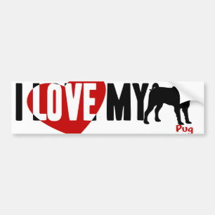 Ik hou van mijn pug bumpersticker