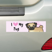 Ik hou van mijn pug bumpersticker (Op auto)